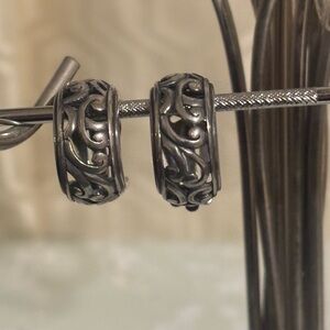 Silpada Silver Filigree Hoop clip on Earrings (C1380)